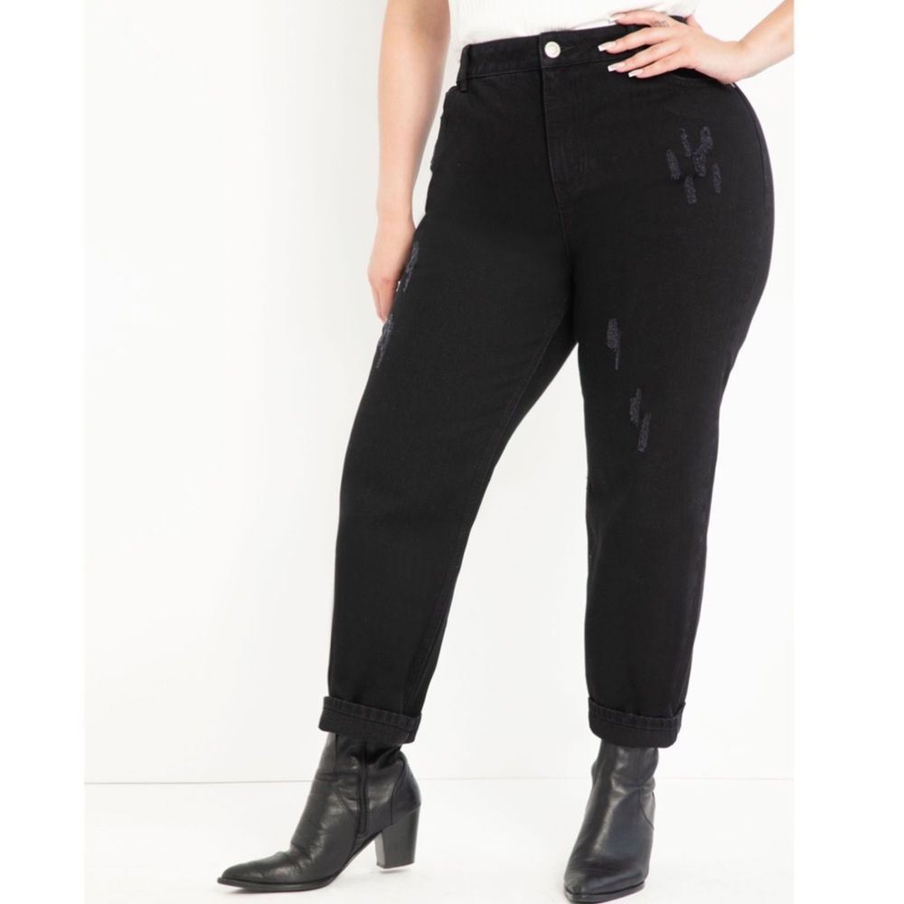 ELOQUII Elements Plus Size Distressed Mom Jeans 16